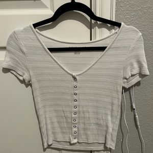 White buttoned babydoll tee